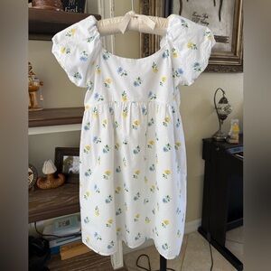 JANIE and JACK White Floral Puff Sleeve Dress